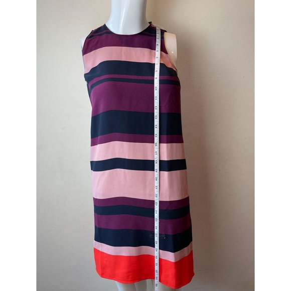 NWT Ann Taylor Womens Striped Shift Mini Dress Back Keyhole Blue Purple SZ XXSP - Picture 3 of 6
